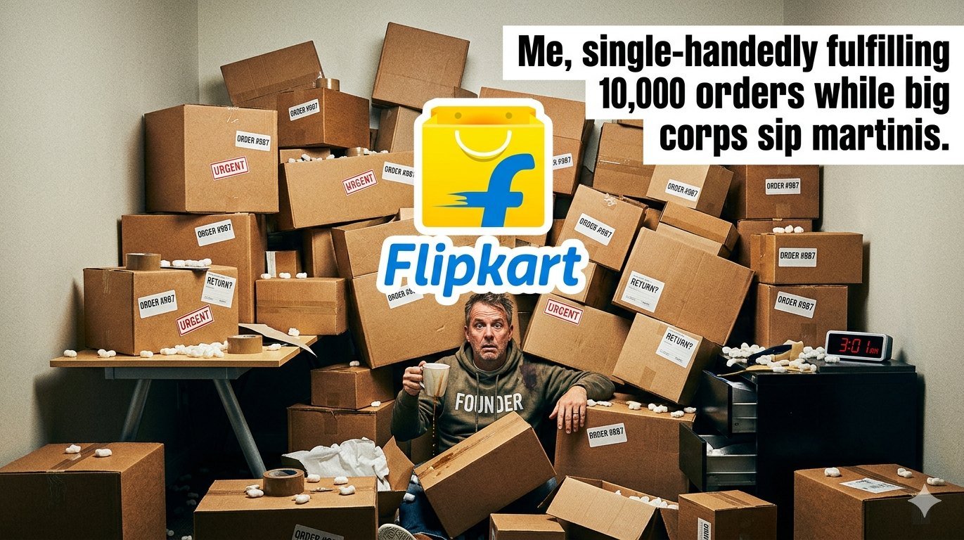 Ilustração para como obter a caixa de compra em Flipkart sem desistir de sua alma (ou seu último par de meias)