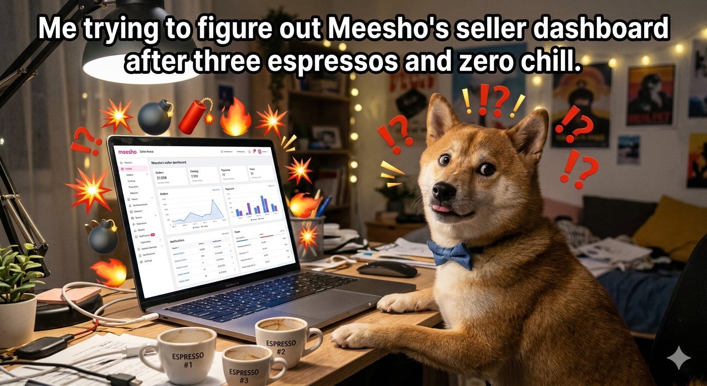 Ausgewählte Illustration für Meesho Seller Panel: Wie man den indischen eBay Knockoff überlebt, ohne verrückt zu werden (oder sein Hemd zu verlieren)