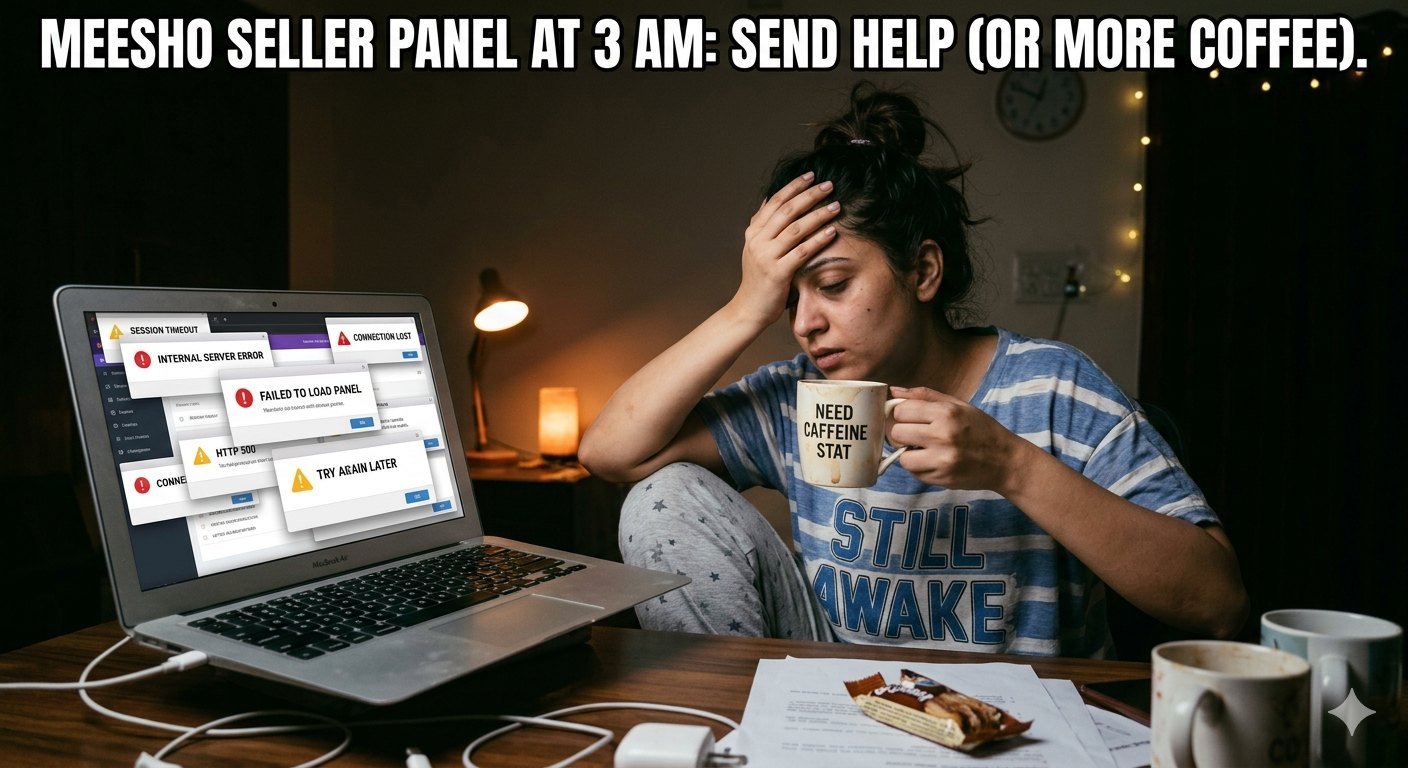 Ilustração para Meesho Seller Painel: Como sobreviver ao eBay indiano Knockoff sem enlouquecer (ou perder sua camisa)