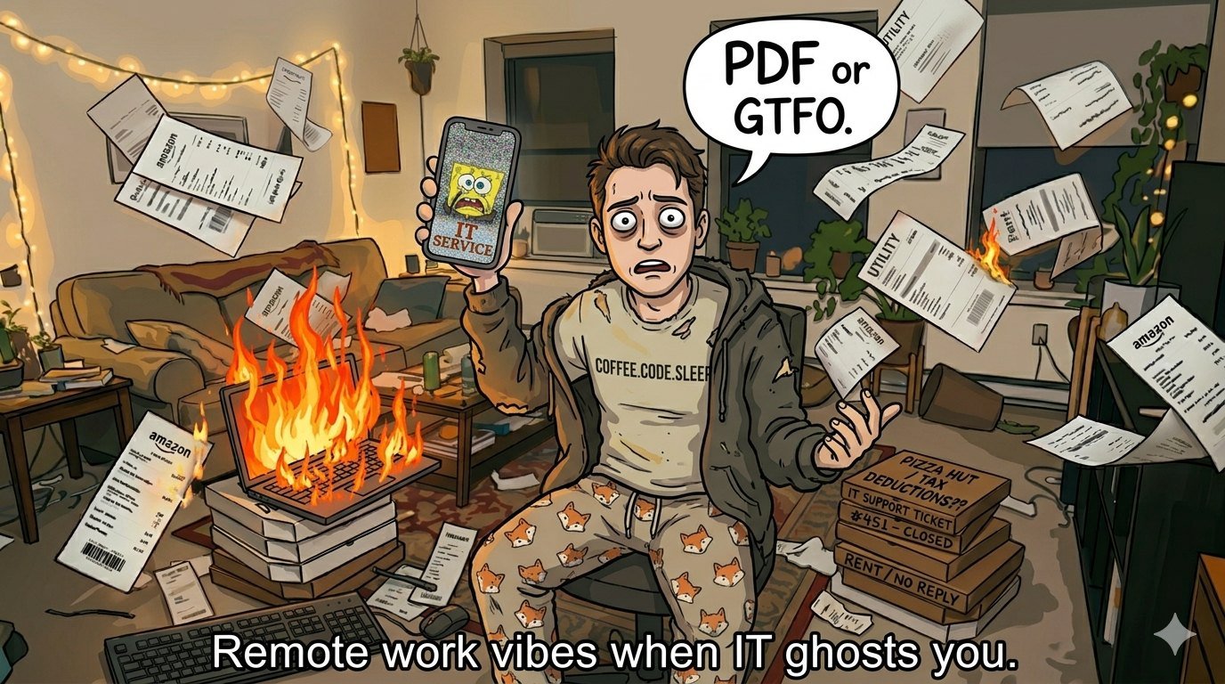 Ilustração para Oh ótimo, outra história de "Como transformar seu telefone pics em um PDF" porque a vida te odeia.