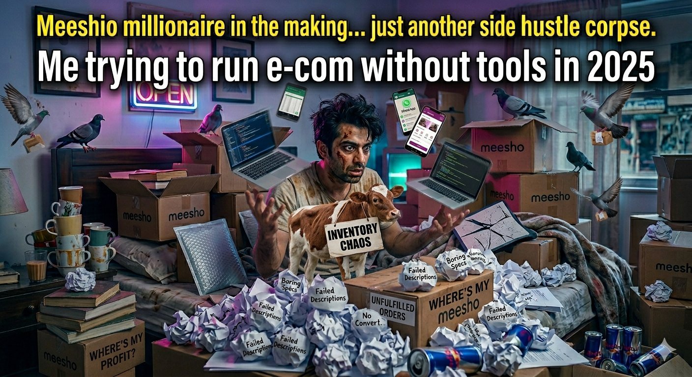 Vorgestellte Illustration für Oh Honey, indische E-Com-Verkäufer im Jahr 2025: Verkaufen sie immer noch gefälschte Saris ohne diese Werkzeuge? Oh nein.